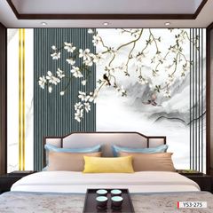 TRANH VẢI DÁN TƯỜNG 3D - TRANG TRÍ PHÒNG NGỦ - PHONG CÁCH HOA INDOCHINE - MÃ ys3-275