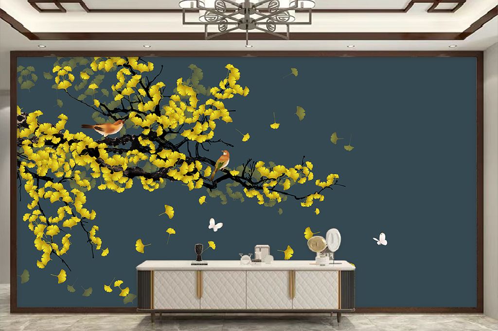TRANH VẢI DÁN TƯỜNG 3D PHÒNG NGỦ, PHÒNG KHÁCH - TRANH DÁN TƯỜNG HOA 3D - HOA ĐÀO - INDOCHINE KHỔ LỚN | MÃ YS3-310