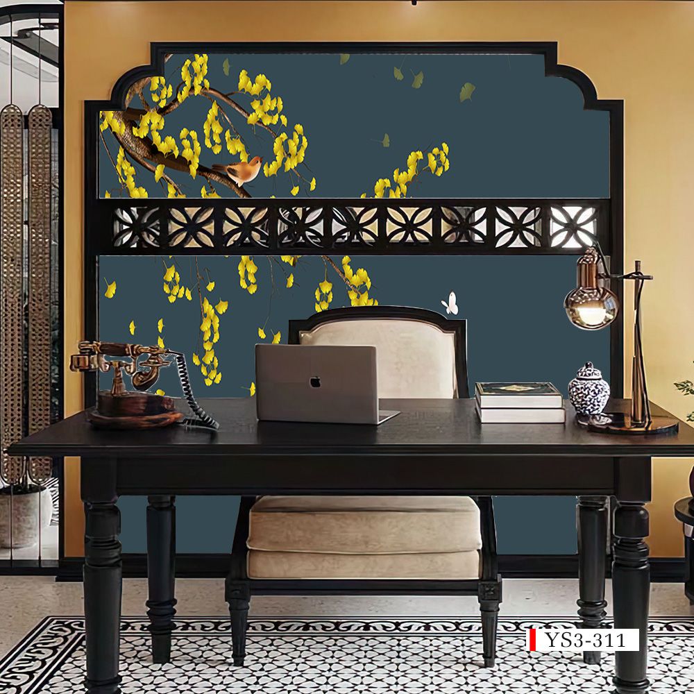TRANH VẢI DÁN TƯỜNG 3D PHÒNG NGỦ, PHÒNG KHÁCH - TRANH DÁN TƯỜNG HOA 3D - HOA ĐÀO - INDOCHINE KHỔ LỚN | MÃ YS3-311