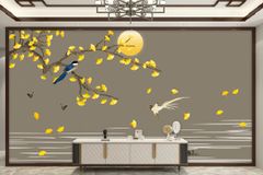 TRANH VẢI DÁN TƯỜNG 3D PHÒNG NGỦ, PHÒNG KHÁCH - TRANH DÁN TƯỜNG HOA 3D - HOA ĐÀO - INDOCHINE KHỔ LỚN | MÃ YS3-312