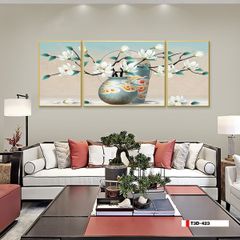TRANH TREO TƯỜNG PHÒNG KHÁCH - TRANH HOA 3D GHÉP BỘ 3 BỨC | MÃ T3D-423