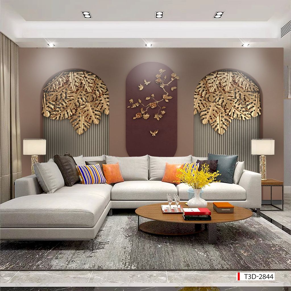 BST 120 - TRANH DÁN TƯỜNG 3D - TRANG TRÍ PHÒNG KHÁCH, VÁCH TIVI, SAU SOFA - CHỦ ĐỀ PHÀO CHỈ TÂN CỔ ĐIÊN - KHỔ LỚN
