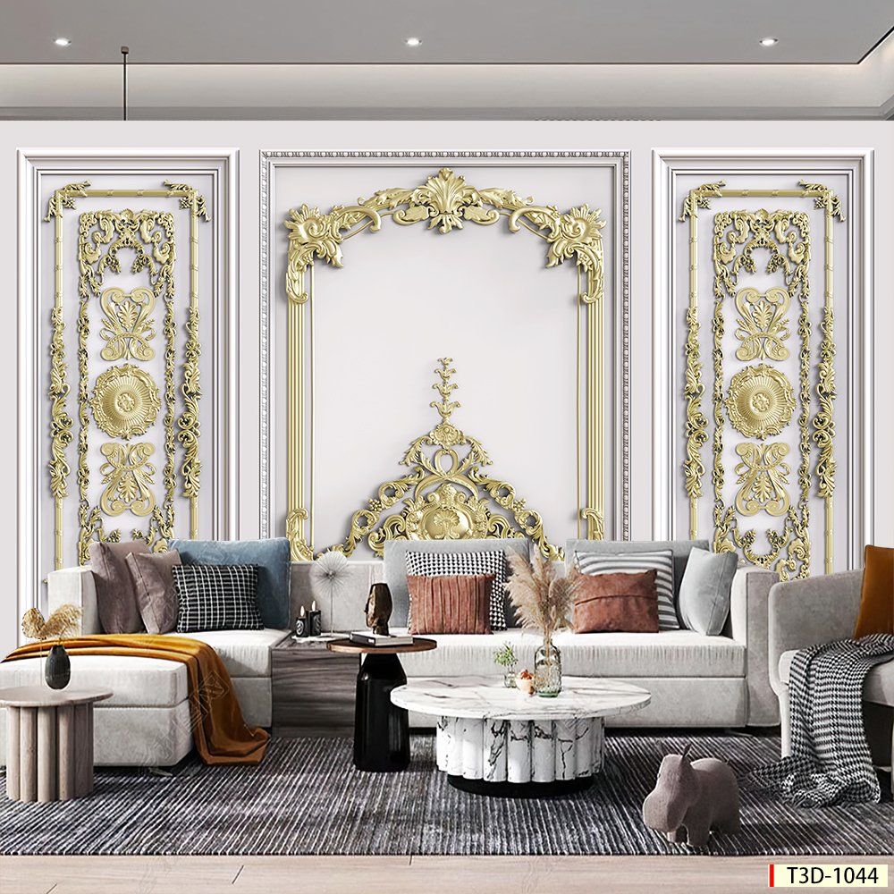 BST 120 - TRANH DÁN TƯỜNG 3D - TRANG TRÍ PHÒNG KHÁCH, VÁCH TIVI, SAU SOFA - CHỦ ĐỀ PHÀO CHỈ TÂN CỔ ĐIÊN - KHỔ LỚN