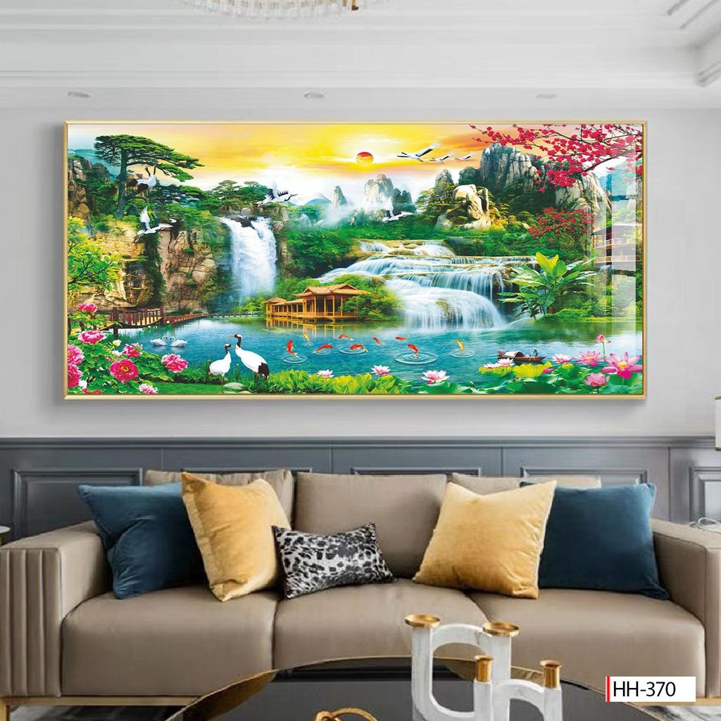 BST121 - TRANH TREO TƯỜNG - TRANG TRÍ PHÒNG KHÁCH - CHỦ ĐỀ SƠN THỦY HỮU TÌNH - KHỔ LỚN