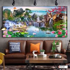 BST121 - TRANH TREO TƯỜNG - TRANG TRÍ PHÒNG KHÁCH - CHỦ ĐỀ SƠN THỦY HỮU TÌNH - KHỔ LỚN