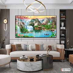 BST121 - TRANH TREO TƯỜNG - TRANG TRÍ PHÒNG KHÁCH - CHỦ ĐỀ SƠN THỦY HỮU TÌNH - KHỔ LỚN