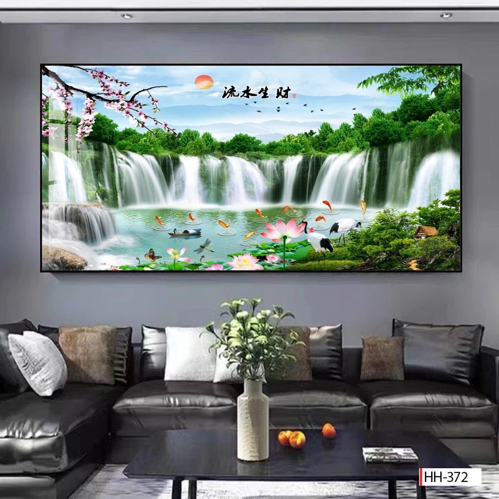BST121 - TRANH TREO TƯỜNG - TRANG TRÍ PHÒNG KHÁCH - CHỦ ĐỀ SƠN THỦY HỮU TÌNH - KHỔ LỚN