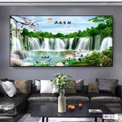 BST121 - TRANH TREO TƯỜNG - TRANG TRÍ PHÒNG KHÁCH - CHỦ ĐỀ SƠN THỦY HỮU TÌNH - KHỔ LỚN