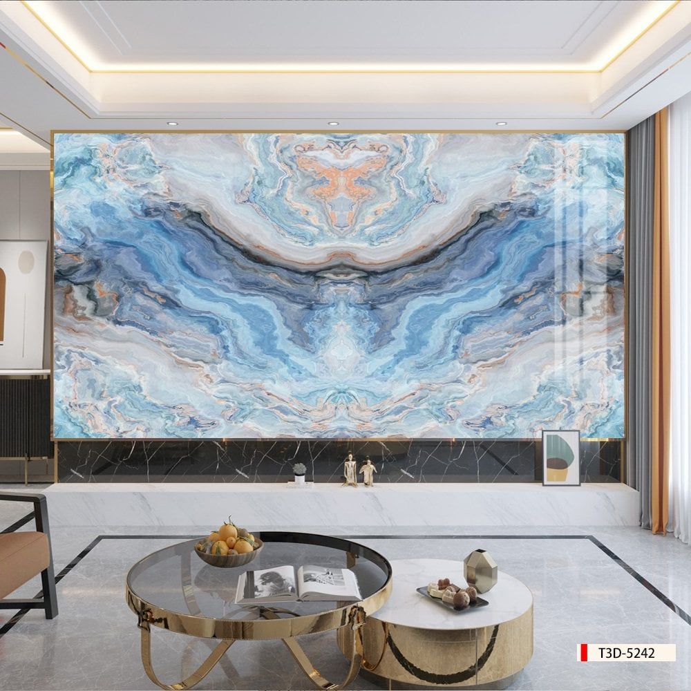 BST119 - TẤM PVC ỐP TƯỜNG - TRANG TRÍ PHÒNG KHÁCH, SAU SOFA, LỄ TÂN - TRANH VÂN ĐÁ ĐỐI XỨNG - KHỔ LỚN