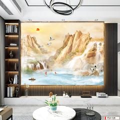 BST122 - TRANH PVC ỐP TƯỜNG - PHÒNG KHÁCH VÁCH TIVI - TRANH VÂN ĐÁ PHONG CẢNH - KHỔ LỚN