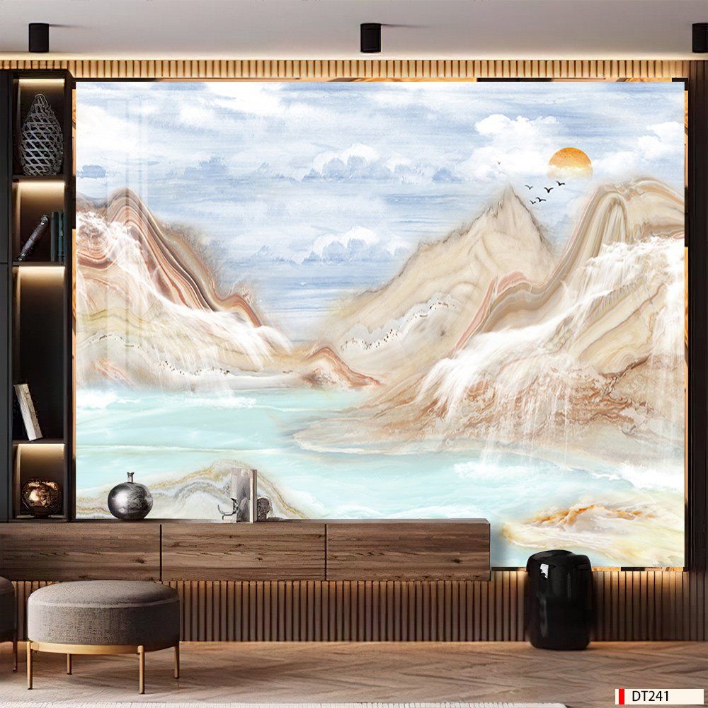 BST122 - TRANH PVC ỐP TƯỜNG - PHÒNG KHÁCH VÁCH TIVI - TRANH VÂN ĐÁ PHONG CẢNH - KHỔ LỚN