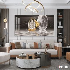 BST127 - TRANH TREO TƯỜNG KHUNG HỢP KIM TITAN - TRANG TRÍ PHÒNG KHÁCH, SAU SOFA - CHỦ ĐỀ THUẬN BUỒM XUÔI GIÓ