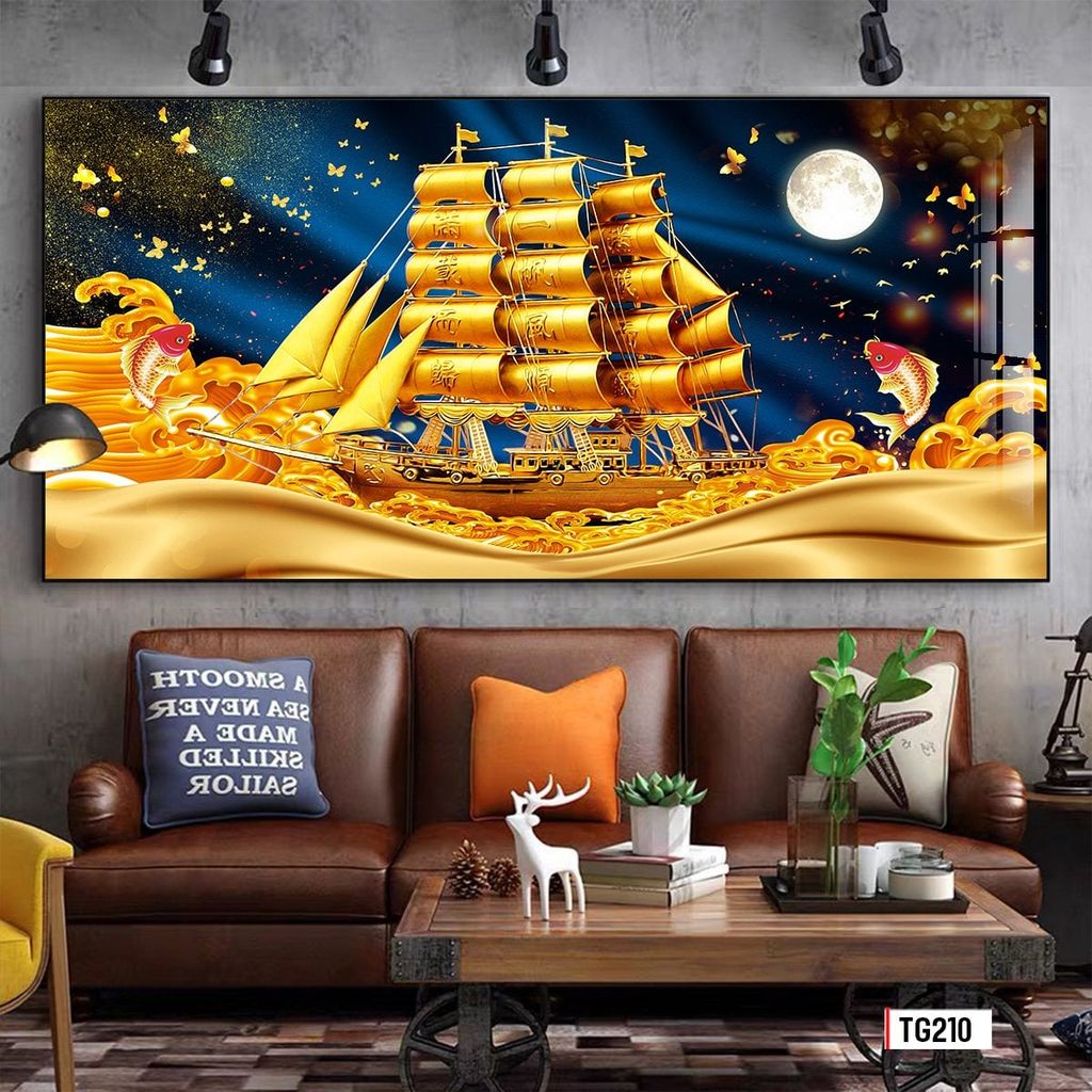 BST127 - TRANH TREO TƯỜNG KHUNG HỢP KIM TITAN - TRANG TRÍ PHÒNG KHÁCH, SAU SOFA - CHỦ ĐỀ THUẬN BUỒM XUÔI GIÓ