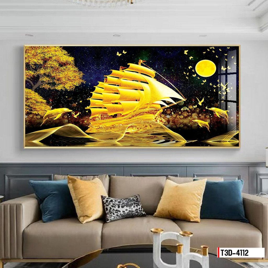 BST127 - TRANH TREO TƯỜNG KHUNG HỢP KIM TITAN - TRANG TRÍ PHÒNG KHÁCH, SAU SOFA - CHỦ ĐỀ THUẬN BUỒM XUÔI GIÓ