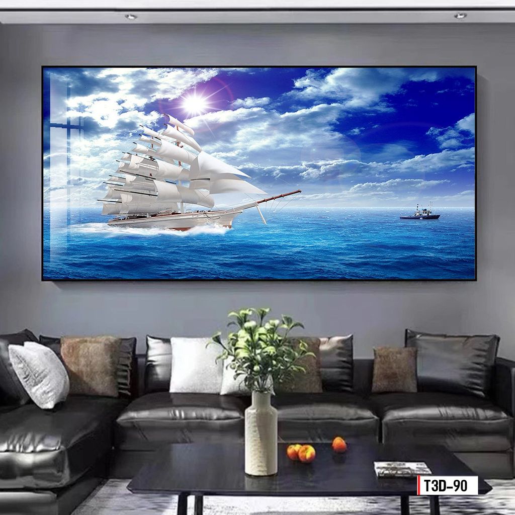 BST127 - TRANH TREO TƯỜNG KHUNG HỢP KIM TITAN - TRANG TRÍ PHÒNG KHÁCH, SAU SOFA - CHỦ ĐỀ THUẬN BUỒM XUÔI GIÓ