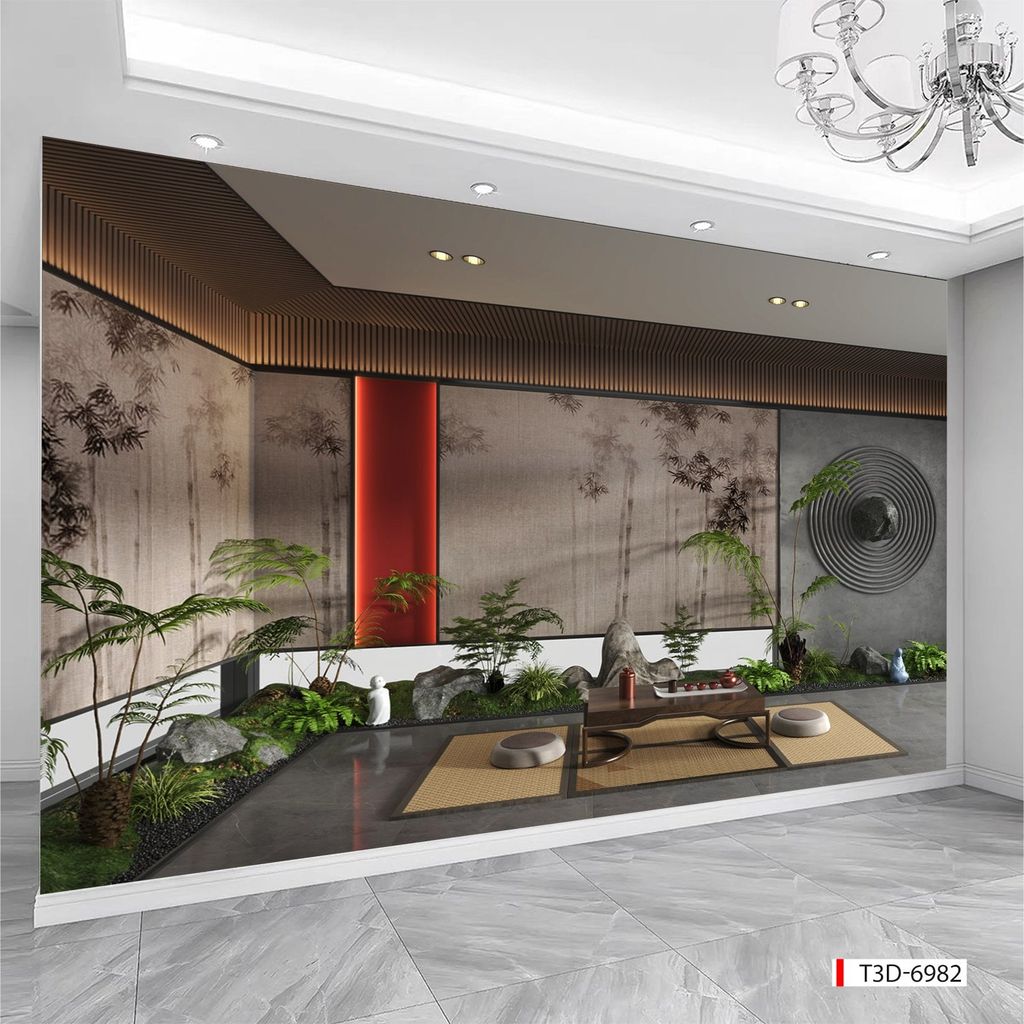 BST132 - TRANH DÁN TƯỜNG 3D - HÀNH LANG, LỐI ĐI, NHÀ HÀNG, CAFE - TRANH TIỂU CẢNH - KHỔ LỚN