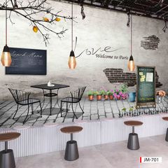 BST135 - TRANH DÁN TƯỜNG 3D - HÀNH LANG, LỐI ĐI, NHÀ HÀNG, CAFE - TRANH CAFE - TRÀ SỮA - KHỔ LỚN