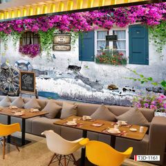BST135 - TRANH DÁN TƯỜNG 3D - HÀNH LANG, LỐI ĐI, NHÀ HÀNG, CAFE - TRANH CAFE - TRÀ SỮA - KHỔ LỚN