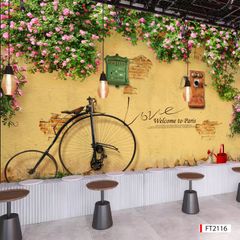 BST135 - TRANH DÁN TƯỜNG 3D - HÀNH LANG, LỐI ĐI, NHÀ HÀNG, CAFE - TRANH CAFE - TRÀ SỮA - KHỔ LỚN
