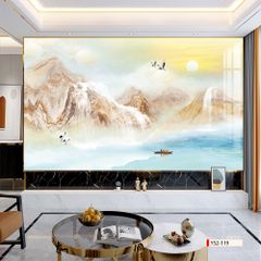 BST137 - TRANH PVC ỐP TƯỜNG - PHÒNG KHÁCH VÁCH TIVI - TRANH VÂN ĐÁ PHONG CẢNH - KHỔ LỚN