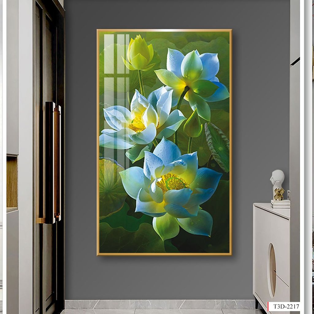 BST139 - TRANH TREO TƯỜNG - TRANG TRÍ HÀNH LANG, SẢNH, LỐI ĐI - CHỦ ĐỀ HOA SEN CÁ CHÉP - TRANH ĐƠN DỌC