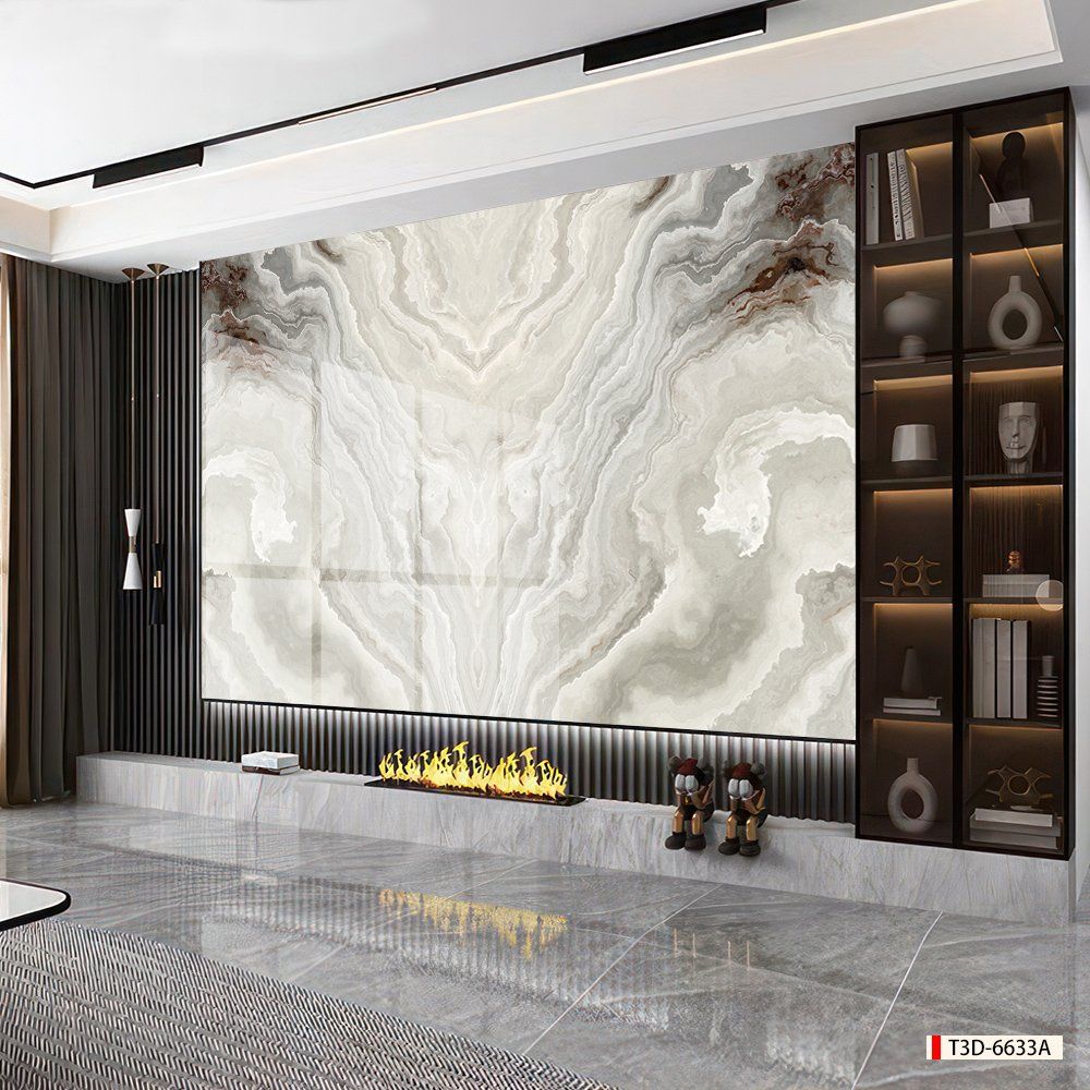 BST134 - TRANH PVC ỐP TƯỜNG - TRANG TRÍ PHÒNG KHÁCH, SAU SOFA, LỄ TÂN - TRANH VÂN ĐÁ ĐỐI XỨNG - KHỔ LỚN