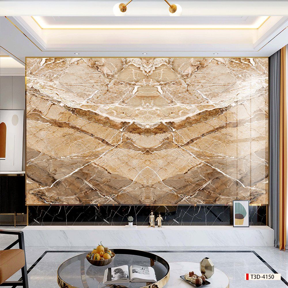 BST134 - TRANH PVC ỐP TƯỜNG - TRANG TRÍ PHÒNG KHÁCH, SAU SOFA, LỄ TÂN - TRANH VÂN ĐÁ ĐỐI XỨNG - KHỔ LỚN