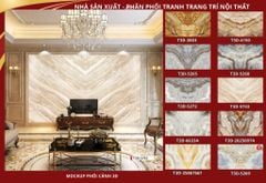BST134 - TRANH PVC ỐP TƯỜNG - TRANG TRÍ PHÒNG KHÁCH, SAU SOFA, LỄ TÂN - TRANH VÂN ĐÁ ĐỐI XỨNG - KHỔ LỚN