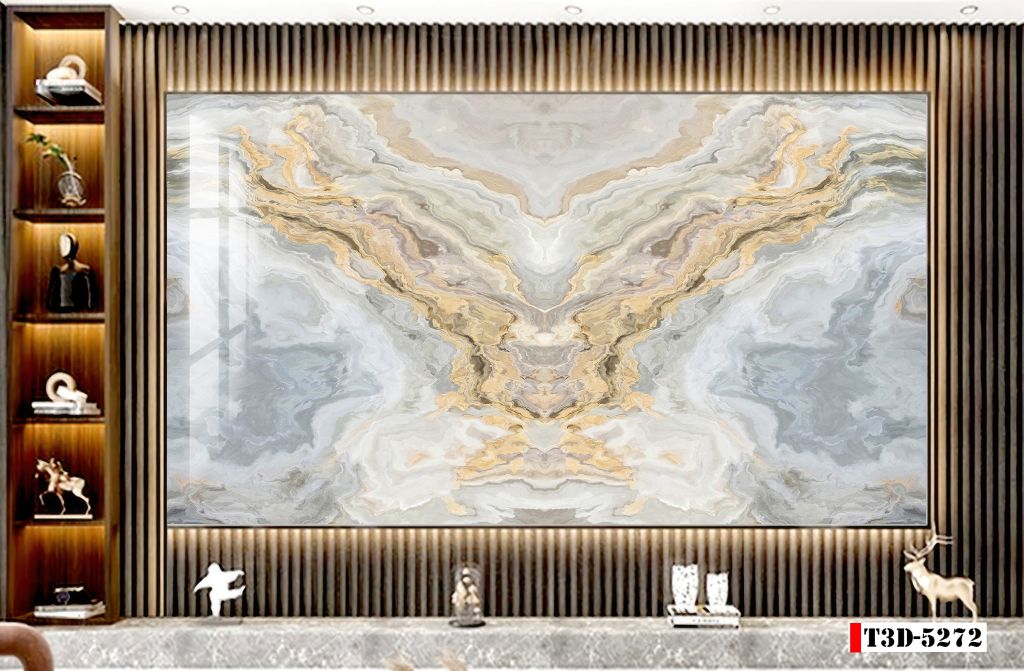 BST134 - TRANH PVC ỐP TƯỜNG - TRANG TRÍ PHÒNG KHÁCH, SAU SOFA, LỄ TÂN - TRANH VÂN ĐÁ ĐỐI XỨNG - KHỔ LỚN