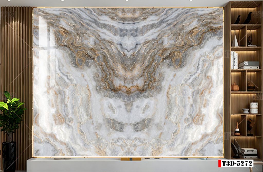 BST134 - TRANH PVC ỐP TƯỜNG - TRANG TRÍ PHÒNG KHÁCH, SAU SOFA, LỄ TÂN - TRANH VÂN ĐÁ ĐỐI XỨNG - KHỔ LỚN