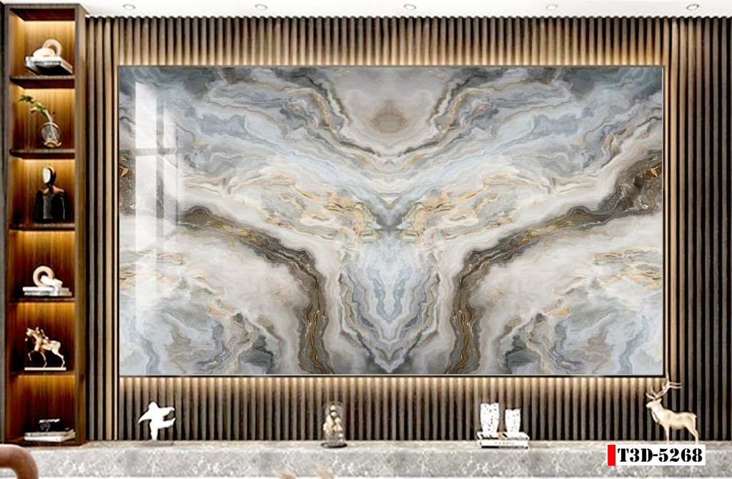 BST134 - TRANH PVC ỐP TƯỜNG - TRANG TRÍ PHÒNG KHÁCH, SAU SOFA, LỄ TÂN - TRANH VÂN ĐÁ ĐỐI XỨNG - KHỔ LỚN