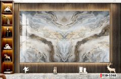 BST134 - TRANH PVC ỐP TƯỜNG - TRANG TRÍ PHÒNG KHÁCH, SAU SOFA, LỄ TÂN - TRANH VÂN ĐÁ ĐỐI XỨNG - KHỔ LỚN