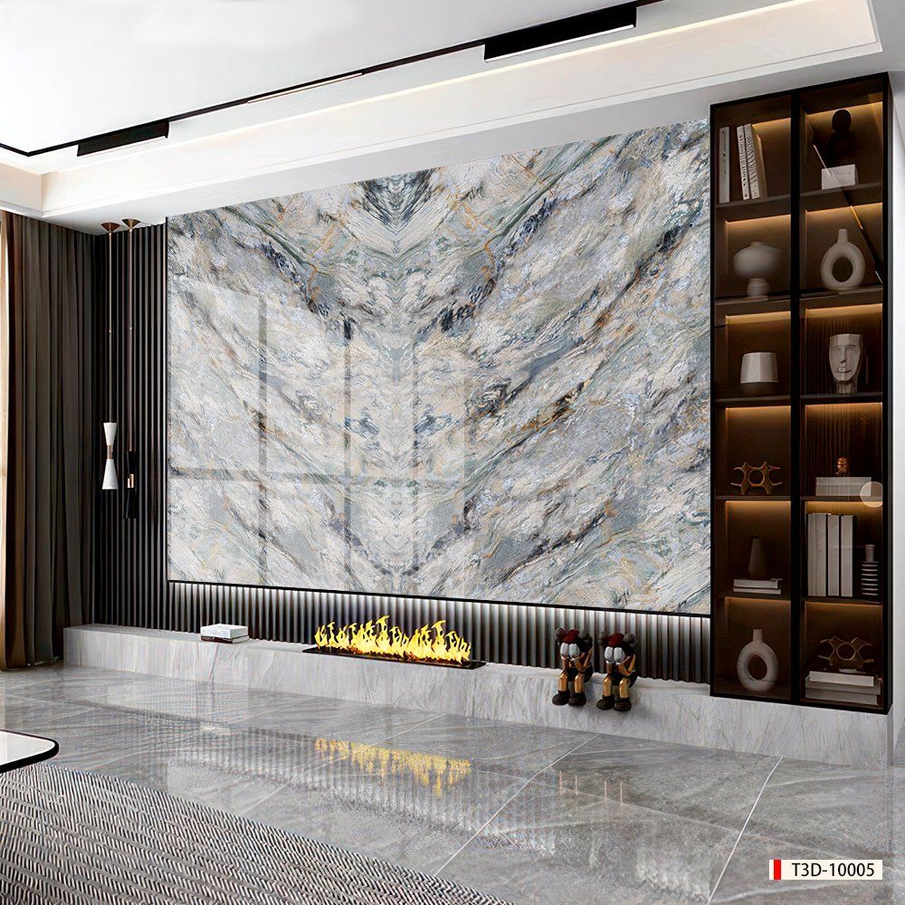 BST146 - TRANH PVC ỐP TƯỜNG - TRANG TRÍ PHÒNG KHÁCH, SAU SOFA, LỄ TÂN - TRANH VÂN ĐÁ ĐỐI XỨNG - KHỔ LỚN