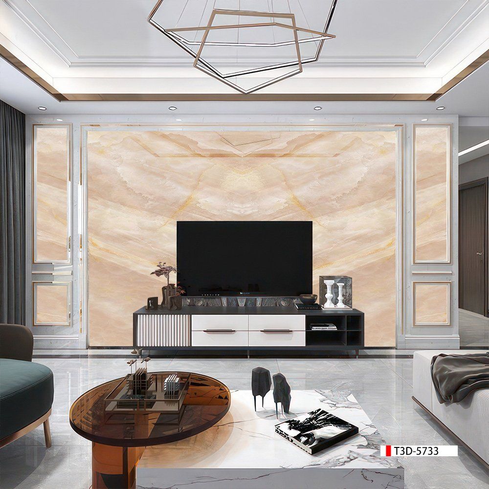 BST146 - TRANH PVC ỐP TƯỜNG - TRANG TRÍ PHÒNG KHÁCH, SAU SOFA, LỄ TÂN - TRANH VÂN ĐÁ ĐỐI XỨNG - KHỔ LỚN