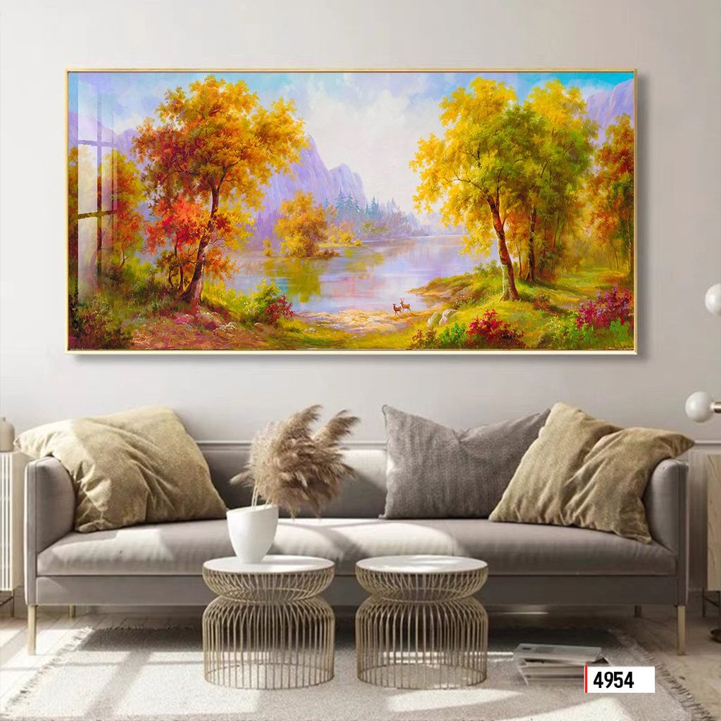 BST148 TRANH TREO PHÒNG KHÁCH - TRANH PHONG CẢNH THIÊN NHIÊN SÔNG - NÚI - SUỐI I KHỔ LỚN