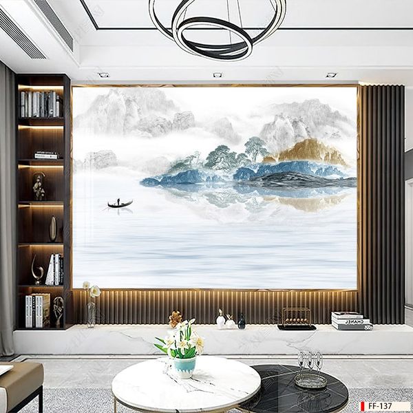 TRANH PVC ỐP TƯỜNG - PHÒNG KHÁCH VÁCH TIVI - TRANH VÂN ĐÁ PHONG CẢNH - KHỔ LỚN - MÃ: FF-137