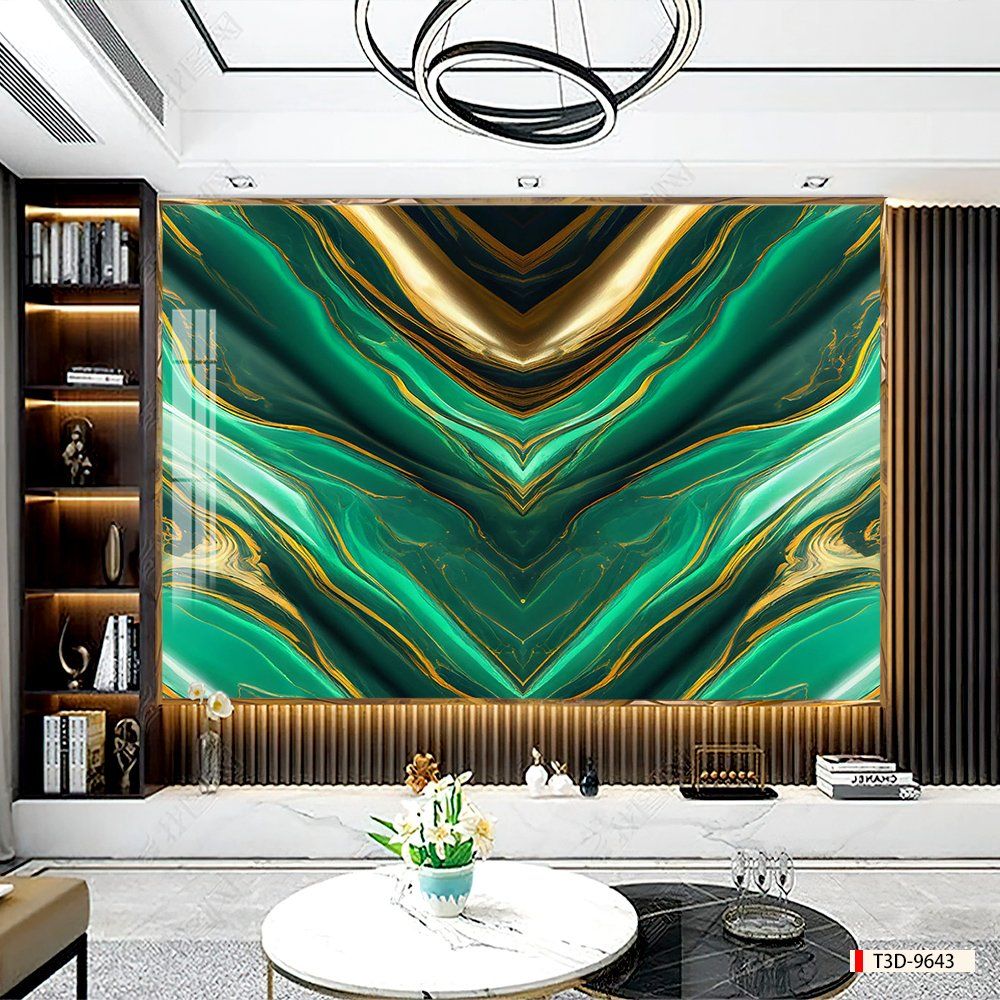 BST152 - TẤM PVC ỐP TƯỜNG - TRANG TRÍ PHÒNG KHÁCH, SAU SOFA, LỄ TÂN - TRANH VÂN ĐÁ ĐỐI XỨNG - KHỔ LỚN