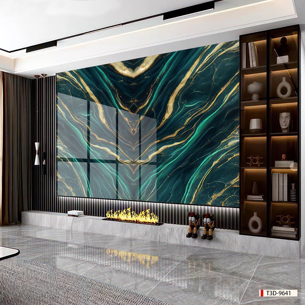 BST152 - TẤM PVC ỐP TƯỜNG - TRANG TRÍ PHÒNG KHÁCH, SAU SOFA, LỄ TÂN - TRANH VÂN ĐÁ ĐỐI XỨNG - KHỔ LỚN