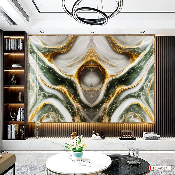 TRANH PVC ỐP TƯỜNG - TRANG TRÍ PHÒNG KHÁCH, SAU SOFA, LỄ TÂN - TRANH VÂN ĐÁ ĐỐI XỨNG - KHỔ LỚN - MÃ:T3D-9635