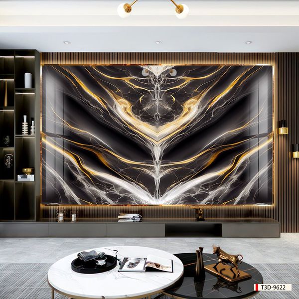 TRANH PVC ỐP TƯỜNG - TRANG TRÍ PHÒNG KHÁCH, SAU SOFA, LỄ TÂN - TRANH VÂN ĐÁ ĐỐI XỨNG - KHỔ LỚN - MÃ:T3D-9622