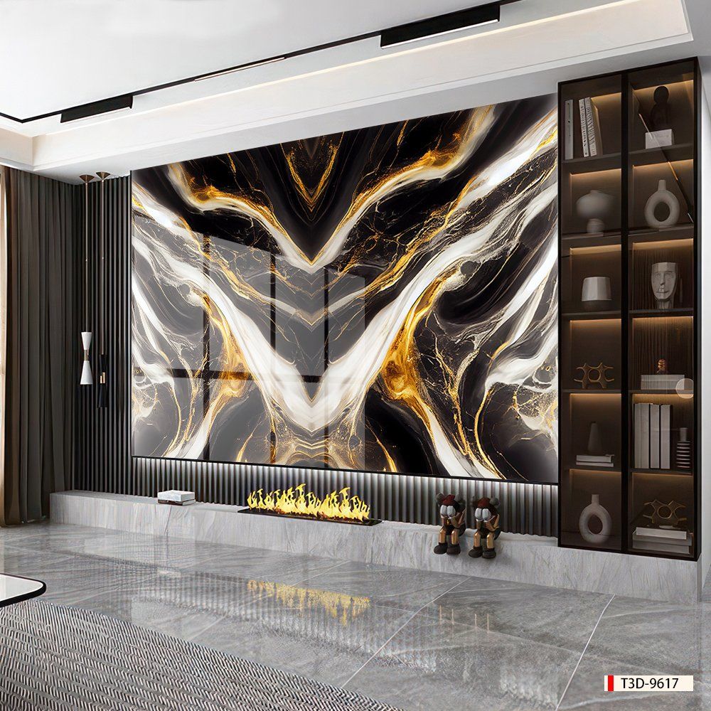 BST152 - TẤM PVC ỐP TƯỜNG - TRANG TRÍ PHÒNG KHÁCH, SAU SOFA, LỄ TÂN - TRANH VÂN ĐÁ ĐỐI XỨNG - KHỔ LỚN