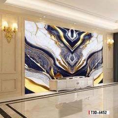 TRANH PVC ỐP TƯỜNG - TRANG TRÍ PHÒNG KHÁCH, SAU SOFA, LỄ TÂN - TRANH VÂN ĐÁ ĐỐI XỨNG - KHỔ LỚN - MÃ:T3D-6452