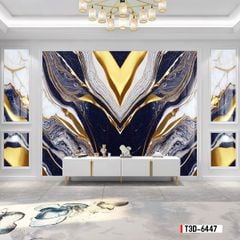 TRANH PVC ỐP TƯỜNG - TRANG TRÍ PHÒNG KHÁCH, SAU SOFA, LỄ TÂN - TRANH VÂN ĐÁ ĐỐI XỨNG - KHỔ LỚN - MÃ:T3D-6447