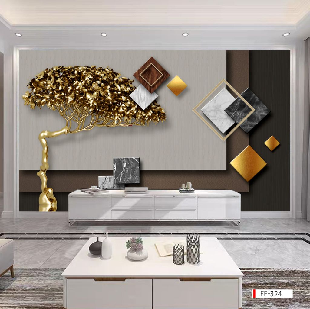 BST153 - TRANH DÁN TƯỜNG 3D - PHÒNG KHÁCH - PHONG CÁCH HIỆN ĐẠI - KHỔ LỚN