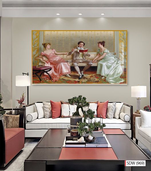 TRANH TREO TƯỜNG - TRANH PHỤC HƯNG TÂN CỔ ĐIỂN- KHỔ LỚN - TRANH PHÒNG KHÁCH - 2024- MÃ: SDW (969)