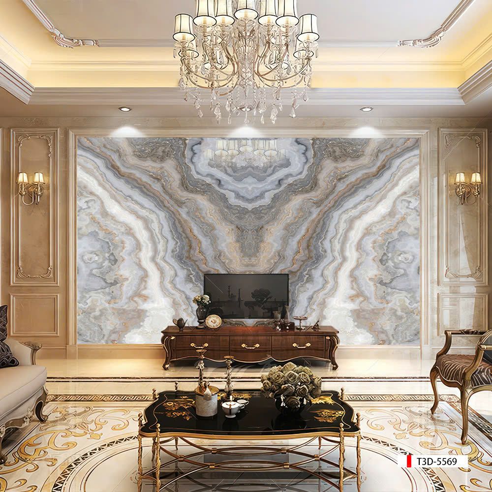 BST158 - TẤM PVC ỐP TƯỜNG - TRANG TRÍ PHÒNG KHÁCH, SAU SOFA, LỄ TÂN - VÂN ĐÁ ĐỐI XỨNG - KHỔ LỚN