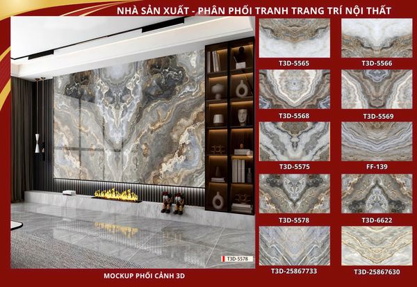 BST158 - TẤM PVC ỐP TƯỜNG - TRANG TRÍ PHÒNG KHÁCH, SAU SOFA, LỄ TÂN - VÂN ĐÁ ĐỐI XỨNG - KHỔ LỚN