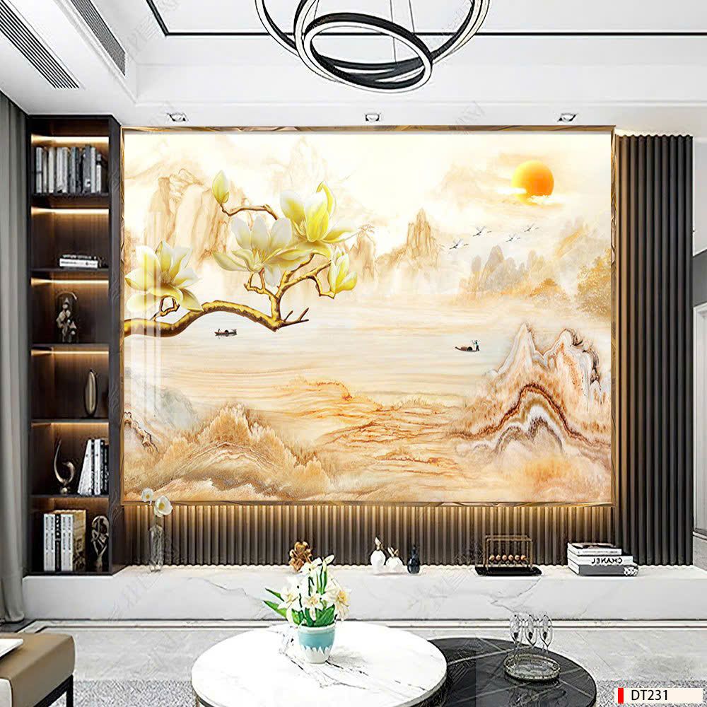 BST122 - TRANH PVC ỐP TƯỜNG - PHÒNG KHÁCH VÁCH TIVI - TRANH VÂN ĐÁ PHONG CẢNH - KHỔ LỚN