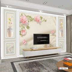 TRANH DÁN TƯỜNG 3D - TRANG TRÍ PHÒNG KHÁCH, VÁCH TIVI, SAU SOFA - CHỦ ĐỀ PHÀO CHỈ TÂN CỔ ĐIÊN - KHỔ LỚN - MÃ: ys2-332