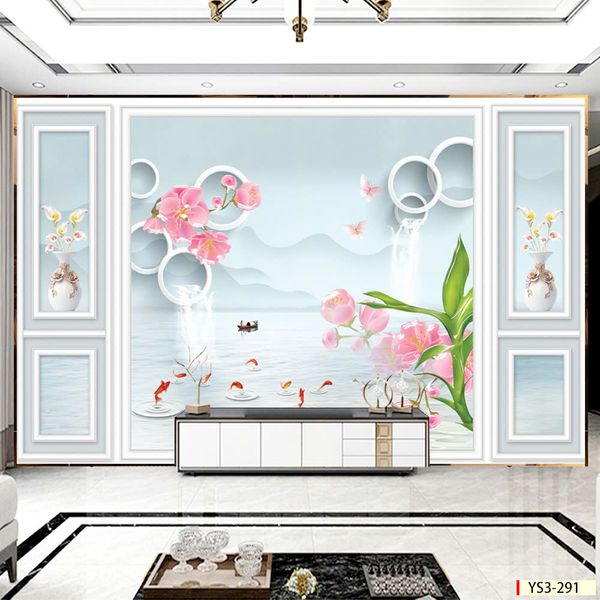 TRANH DÁN TƯỜNG 3D - TRANG TRÍ PHÒNG KHÁCH, VÁCH TIVI, SAU SOFA - CHỦ ĐỀ PHÀO CHỈ TÂN CỔ ĐIÊN - KHỔ LỚN - MÃ:ys3-291